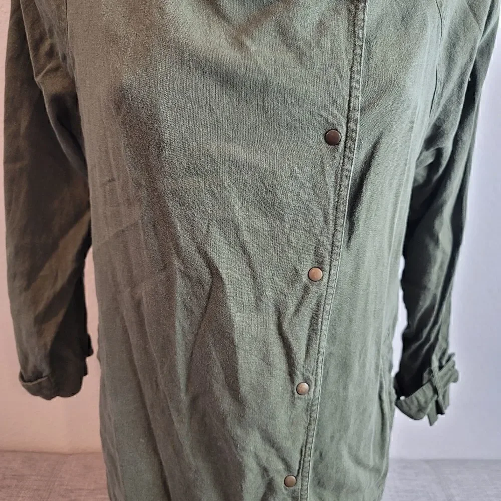 LOVE TREE Off Set Front Button Green Jacket - Picture 3 of 6